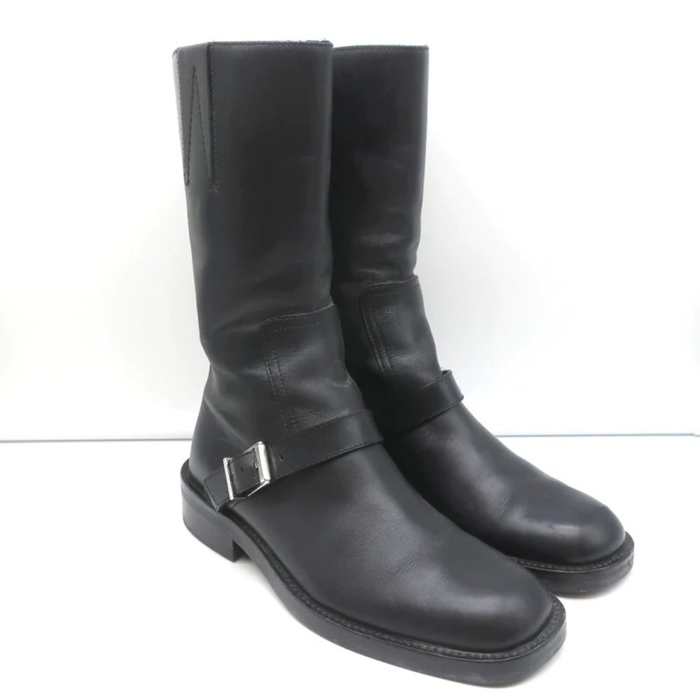 Gucci Motorcycle Black Leather Boots Size Seven Gem